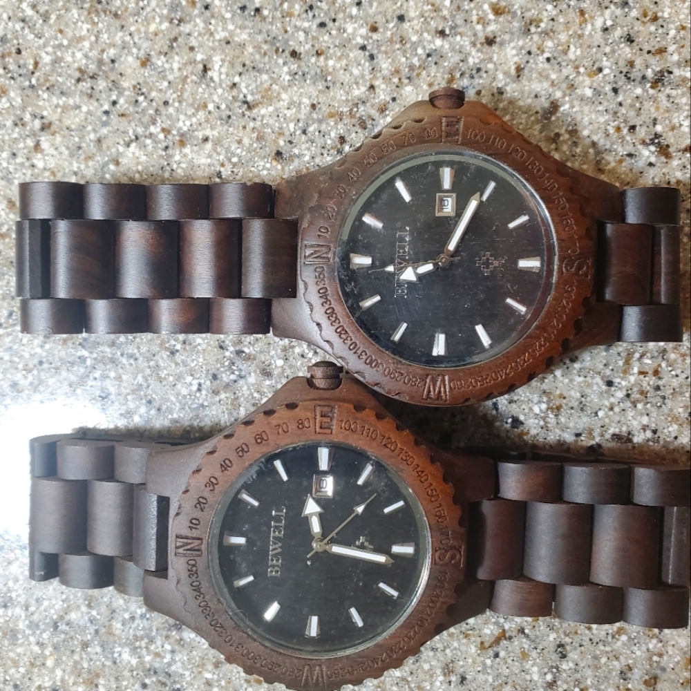 Men's BeWell Poseidon Natural Wood Engraved Watches ($35 each)